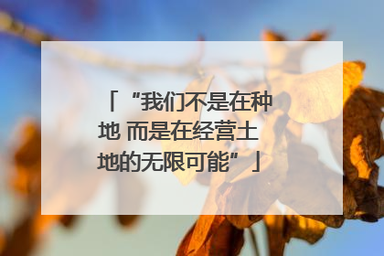 “我们不是在种地 而是在经营土地的无限可能”