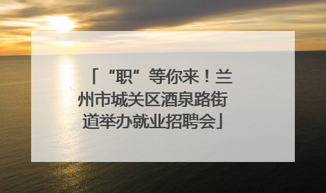 “职”等你来！兰州市城关区酒泉路街道举办就业招聘会