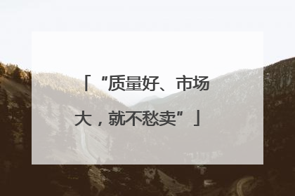 “质量好、市场大，就不愁卖”