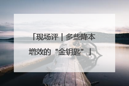 现场评｜多些降本增效的“金钥匙”