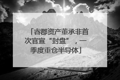 睿郡资产董承非首次官宣“封盘”，一季度重仓半导体