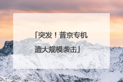 突发！普京专机遭大规模袭击