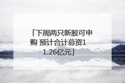 下周两只新股可申购 预计合计募资11.26亿元
