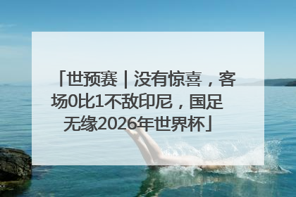 世预赛｜没有惊喜，客场0比1不敌印尼，国足无缘2026年世界杯
