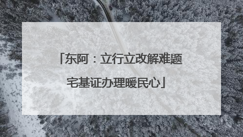 东阿：立行立改解难题 宅基证办理暖民心