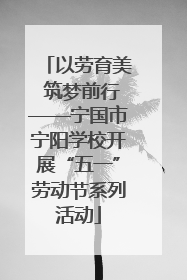 以劳育美 筑梦前行——宁国市宁阳学校开展“五一”劳动节系列活动