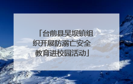 台前县吴坝镇组织开展防溺亡安全教育进校园活动