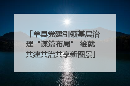 单县党建引领基层治理“谋篇布局” 绘就共建共治共享新图景