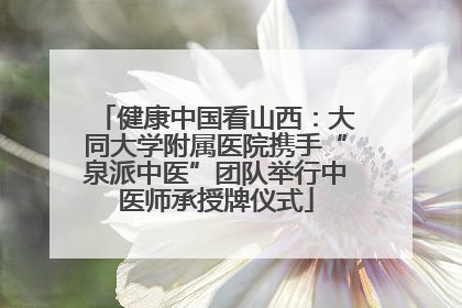 健康中国看山西：大同大学附属医院携手“泉派中医”团队举行中医师承授牌仪式