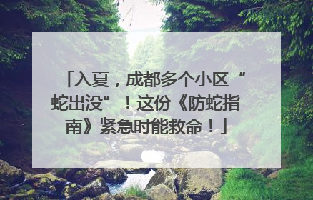 入夏，成都多个小区“蛇出没”！这份《防蛇指南》紧急时能救命！
