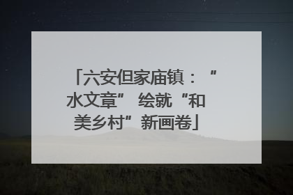 六安但家庙镇：“水文章” 绘就“和美乡村”新画卷