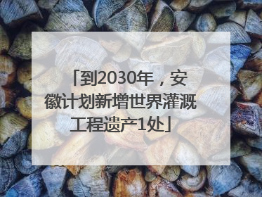 到2030年，安徽计划新增世界灌溉工程遗产1处