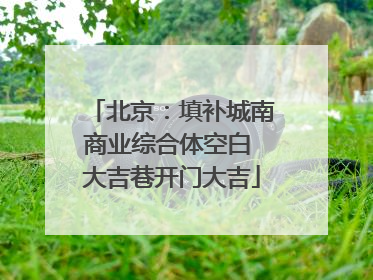 北京：填补城南商业综合体空白 大吉巷开门大吉