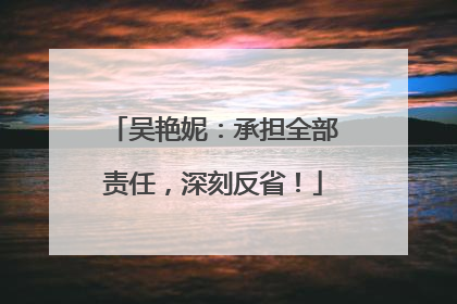 吴艳妮：承担全部责任，深刻反省！