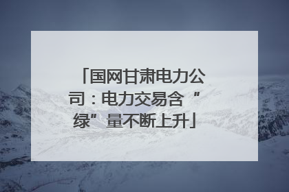 国网甘肃电力公司：电力交易含“绿”量不断上升