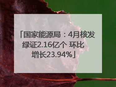国家能源局：4月核发绿证2.16亿个 环比增长23.94%
