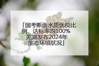 国考断面水质优良比例、达标率均100% 芜湖发布2024年生态环境状况