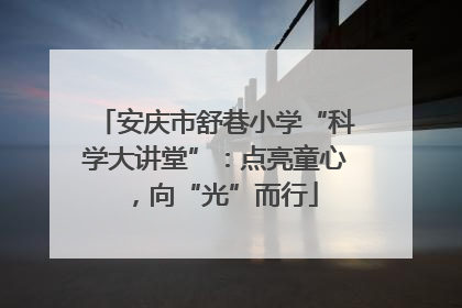 安庆市舒巷小学“科学大讲堂”：点亮童心，向“光”而行