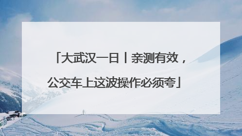 大武汉一日丨亲测有效，公交车上这波操作必须夸