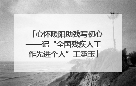 心怀暖阳助残写初心——记“全国残疾人工作先进个人”王承玉