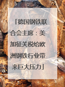 德国钢铁联合会主席：美加征关税给欧洲钢铁行业带来巨大压力