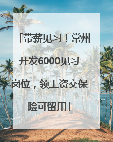 带薪见习！常州开发6000见习岗位，领工资交保险可留用