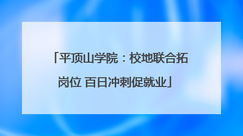 平顶山学院：校地联合拓岗位 百日冲刺促就业