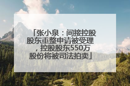 张小泉：间接控股股东重整申请被受理，控股股东550万股份将被司法拍卖