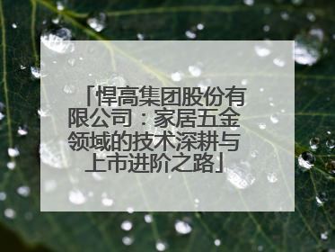 悍高集团股份有限公司：家居五金领域的技术深耕与上市进阶之路