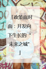 政策面对面：开发向下生长的“未来之城”
