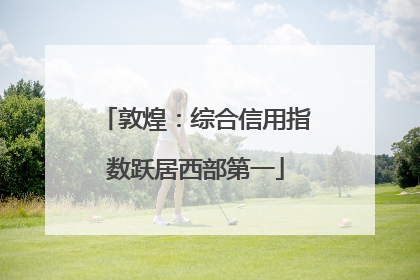 敦煌：综合信用指数跃居西部第一
