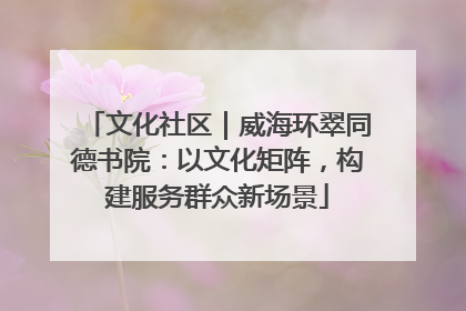 文化社区｜威海环翠同德书院：以文化矩阵，构建服务群众新场景