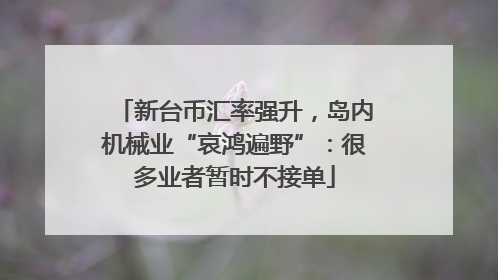 新台币汇率强升，岛内机械业“哀鸿遍野”：很多业者暂时不接单