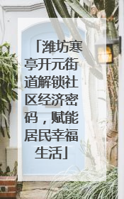 潍坊寒亭开元街道解锁社区经济密码，赋能居民幸福生活