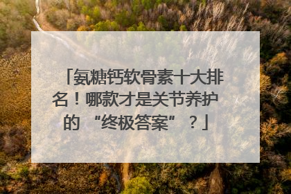 氨糖钙软骨素十大排名！哪款才是关节养护的 “终极答案”？