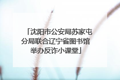 沈阳市公安局苏家屯分局联合辽宁省图书馆举办反诈小课堂