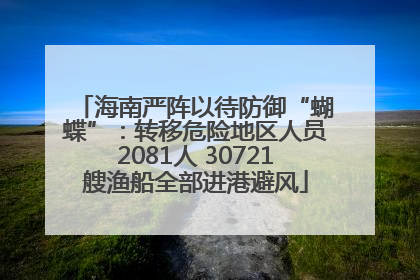 海南严阵以待防御“蝴蝶”：转移危险地区人员2081人 30721艘渔船全部进港避风