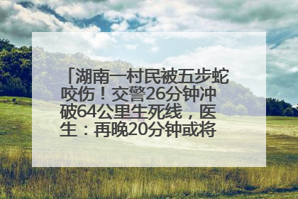 湖南一村民被五步蛇咬伤！交警26分钟冲破64公里生死线，医生：再晚20分钟或将呼吸肌麻痹