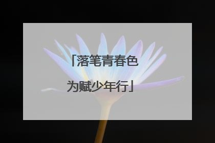 落笔青春色 为赋少年行
