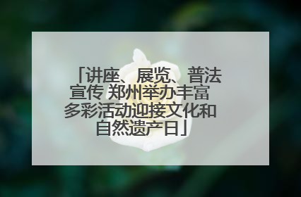 讲座、展览、普法宣传 郑州举办丰富多彩活动迎接文化和自然遗产日