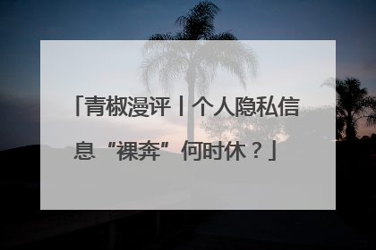 青椒漫评丨个人隐私信息“裸奔”何时休？