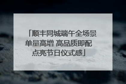 顺丰同城端午全场景单量高增 高品质即配点亮节日仪式感