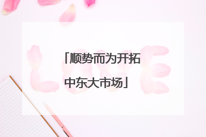 顺势而为开拓中东大市场