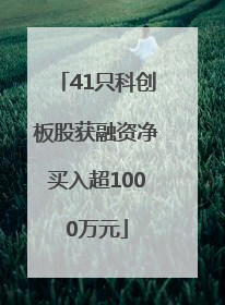 41只科创板股获融资净买入超1000万元