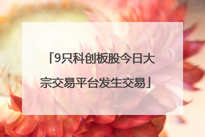 9只科创板股今日大宗交易平台发生交易